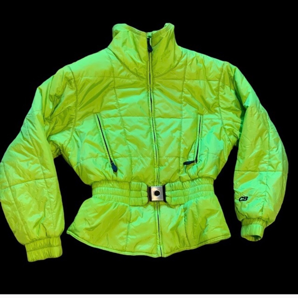 CB Sports Neon Green Puffer Coat w/Belt Size 8